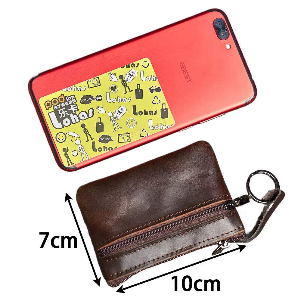 Mini porte-monnaie en cuir unisexe