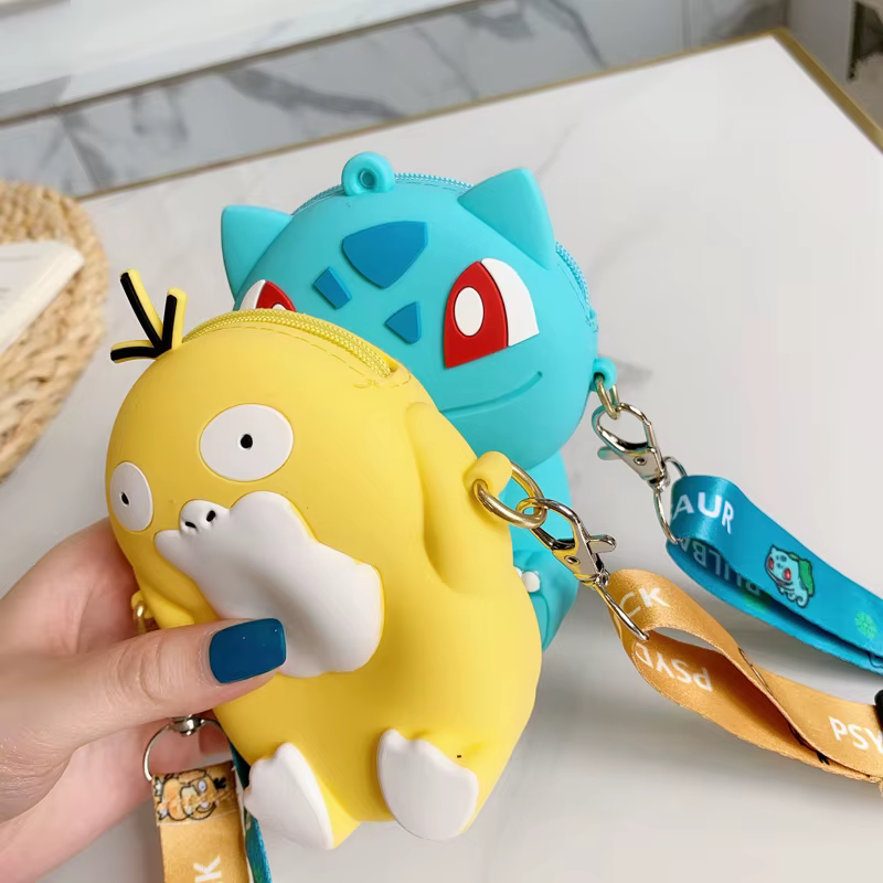 Porte-monnaie Pokemon Pikachu, figurines d'anime, modèle de dessin animé, portefeuille en silicone, sac à bandoulière Kawaii, mode personnalisée, jouets pour enfants, cadeaux