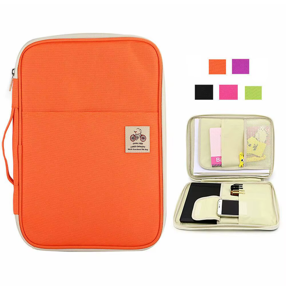 Portefeuille de conférence zippé, dossier de voyage, porte-documents, sac multifonction, évaluation de fichiers, A4, GT