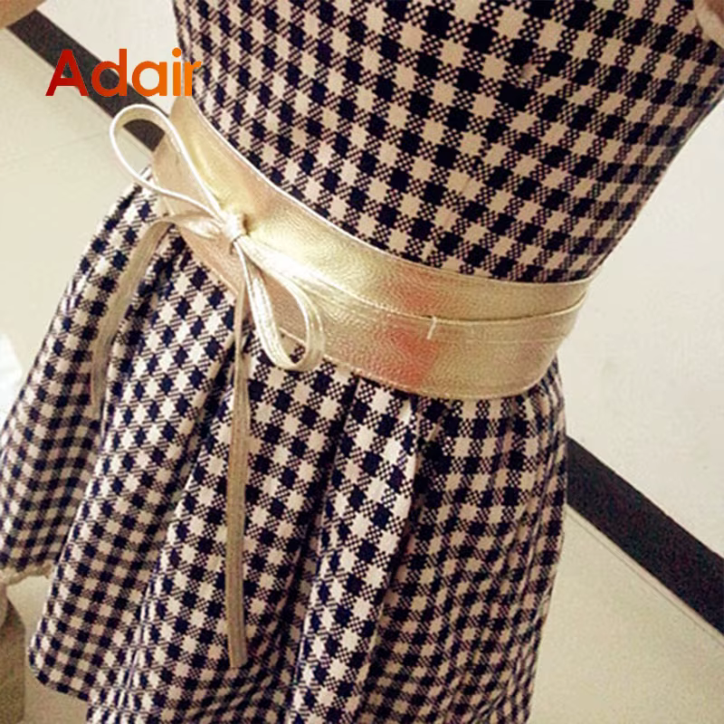 Mode femmes ceinture pour robe en cuir nœud papillon larges ceintures