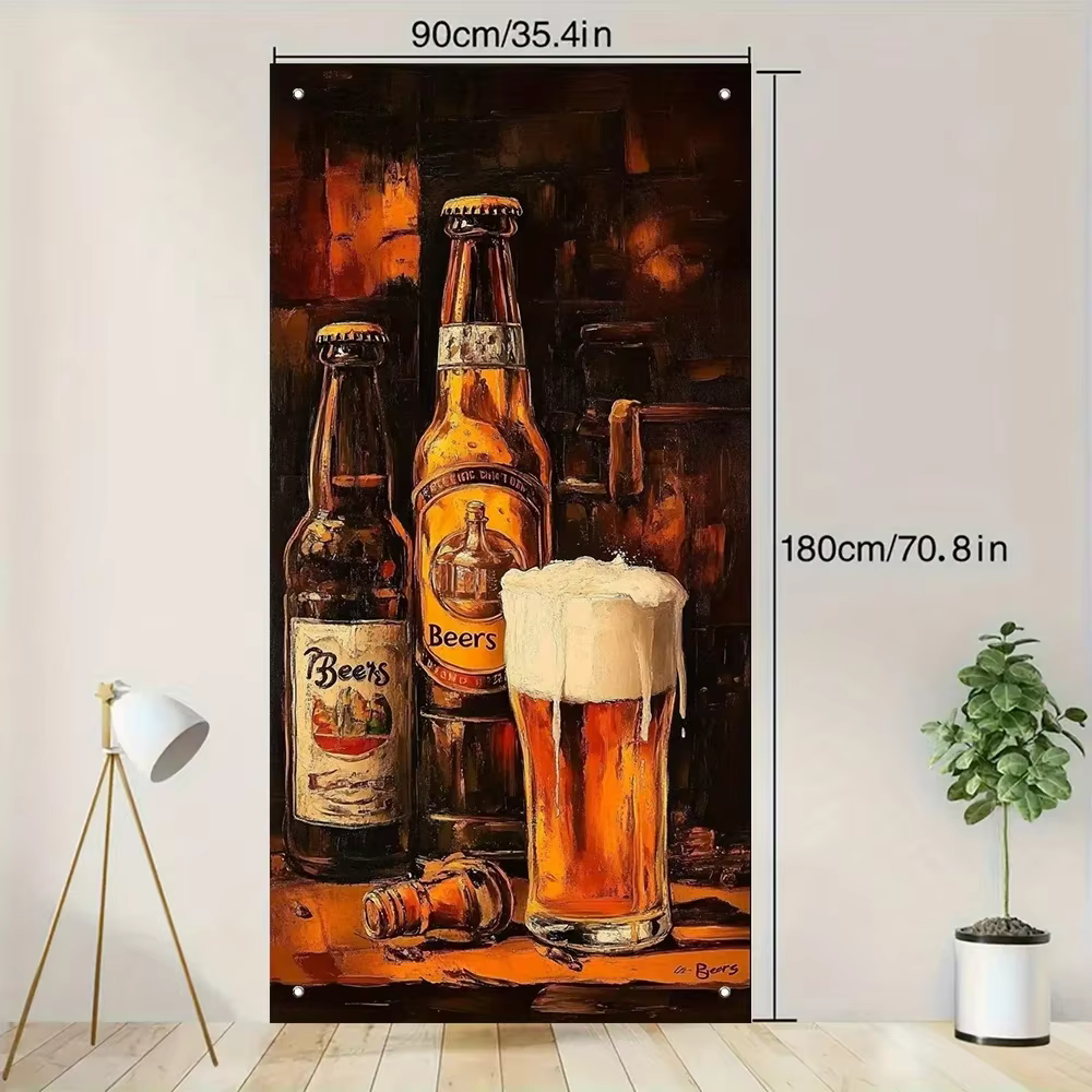 Décoration de porte 2D, sur le thème de la culture de la bière, mettant en valeur la bière et les vins en bouteille de haute qualité.yzb