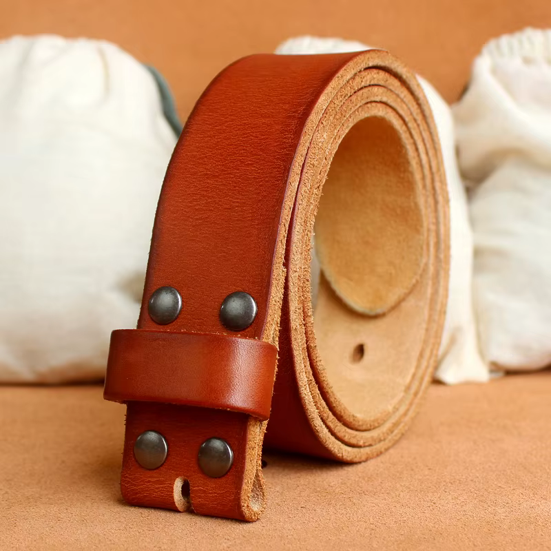 Sogefimen ceinture pour hommes sans boucle une pièce ceintures en cuir pleine fleur