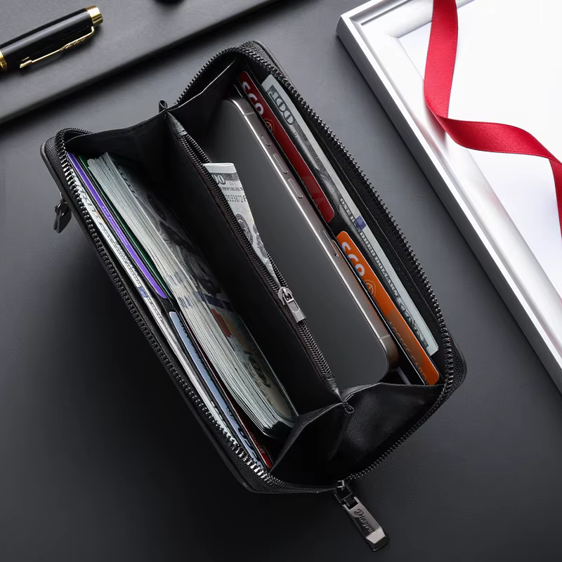 Nouveau portefeuille long à fermeture éclair pour hommes