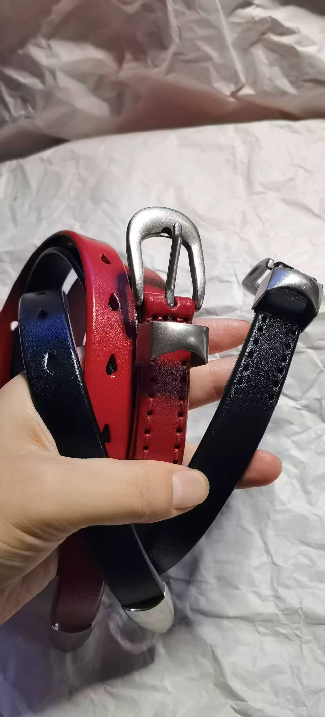 Ceinture en cuir à boucle pour femme Momoluna Ceinture noire de 2 cm
