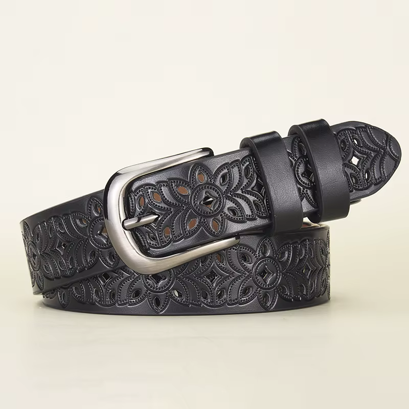 Ceinture de luxe légère à fleurs creuses rétro pour femmes