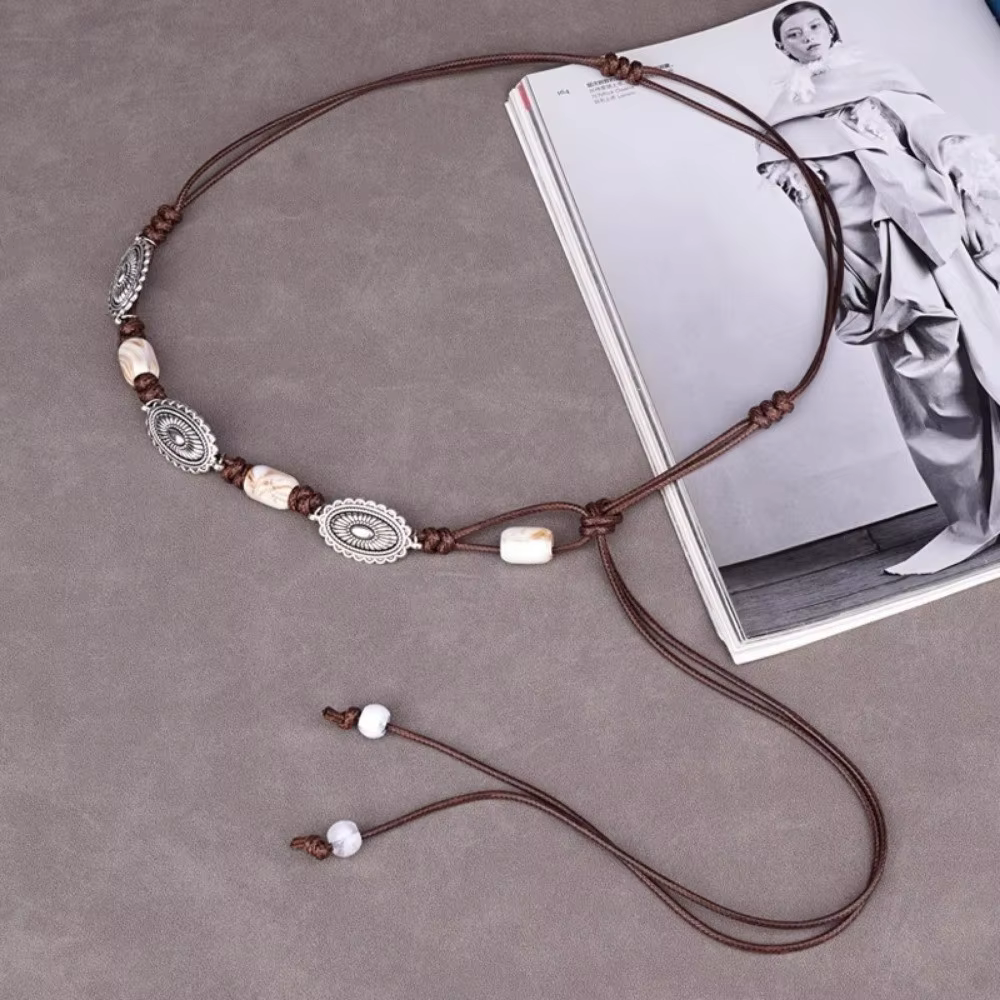 Nouvelle ceinture bohème en perles de bois