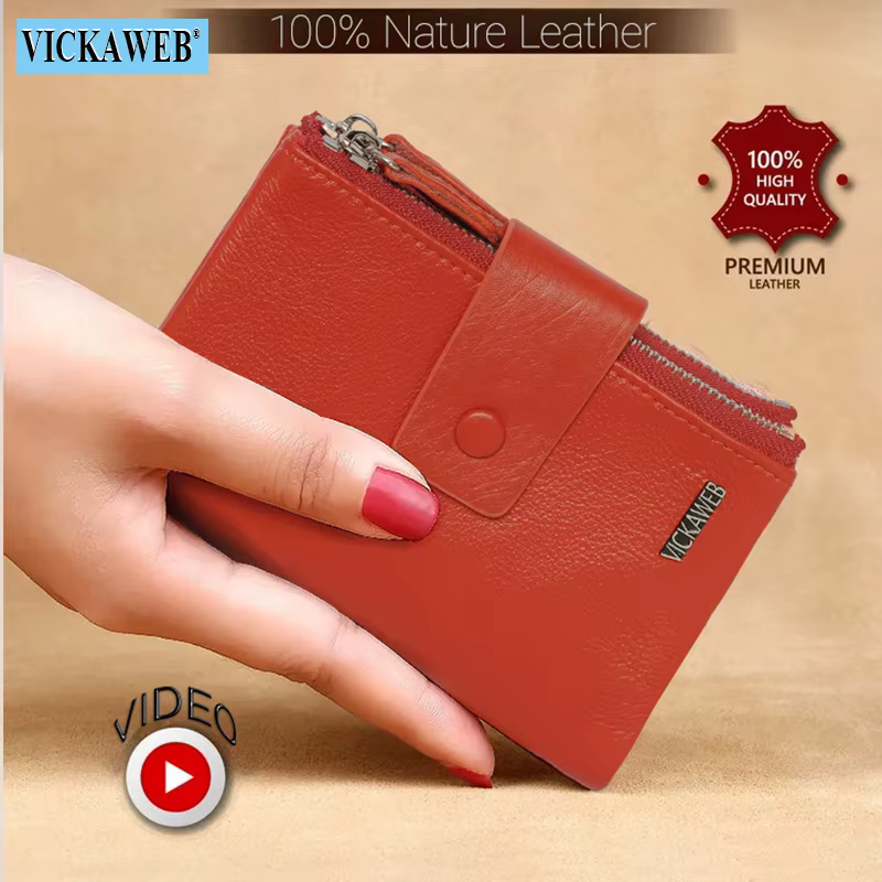 VICKAWEB Mini portefeuille femmes court en cuir véritable portefeuilles mode solide moraillon portefeuille femme petite fermeture éclair femme portefeuilles et sacs à main