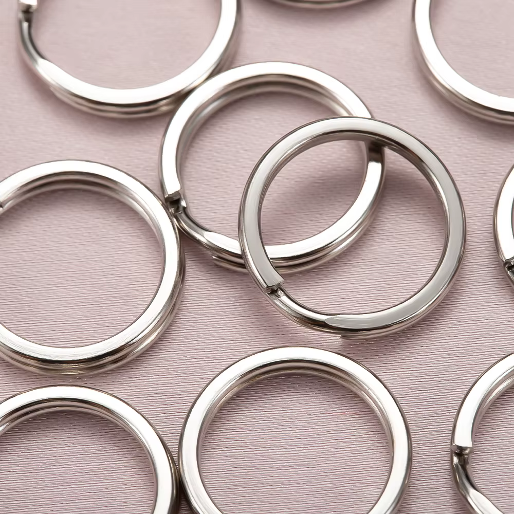 Porte-clés en métal, 15-50mm, ligne plate ronde, anneaux fendus, pour bricolage, pendentif, accessoires de fabrication de bijoux, 20 pièces/lot