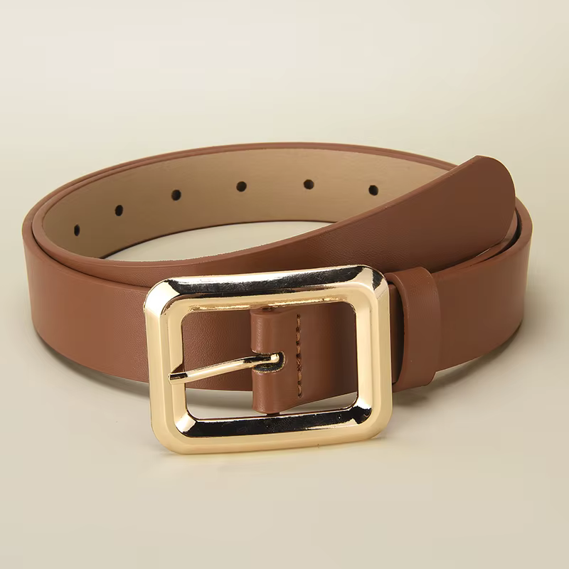 Ceinture à boucle ardillon carrée pour femmes, avec robe, pantalon décontracté, rétro, tendance, cadeaux de fête d'anniversaire pour femmes