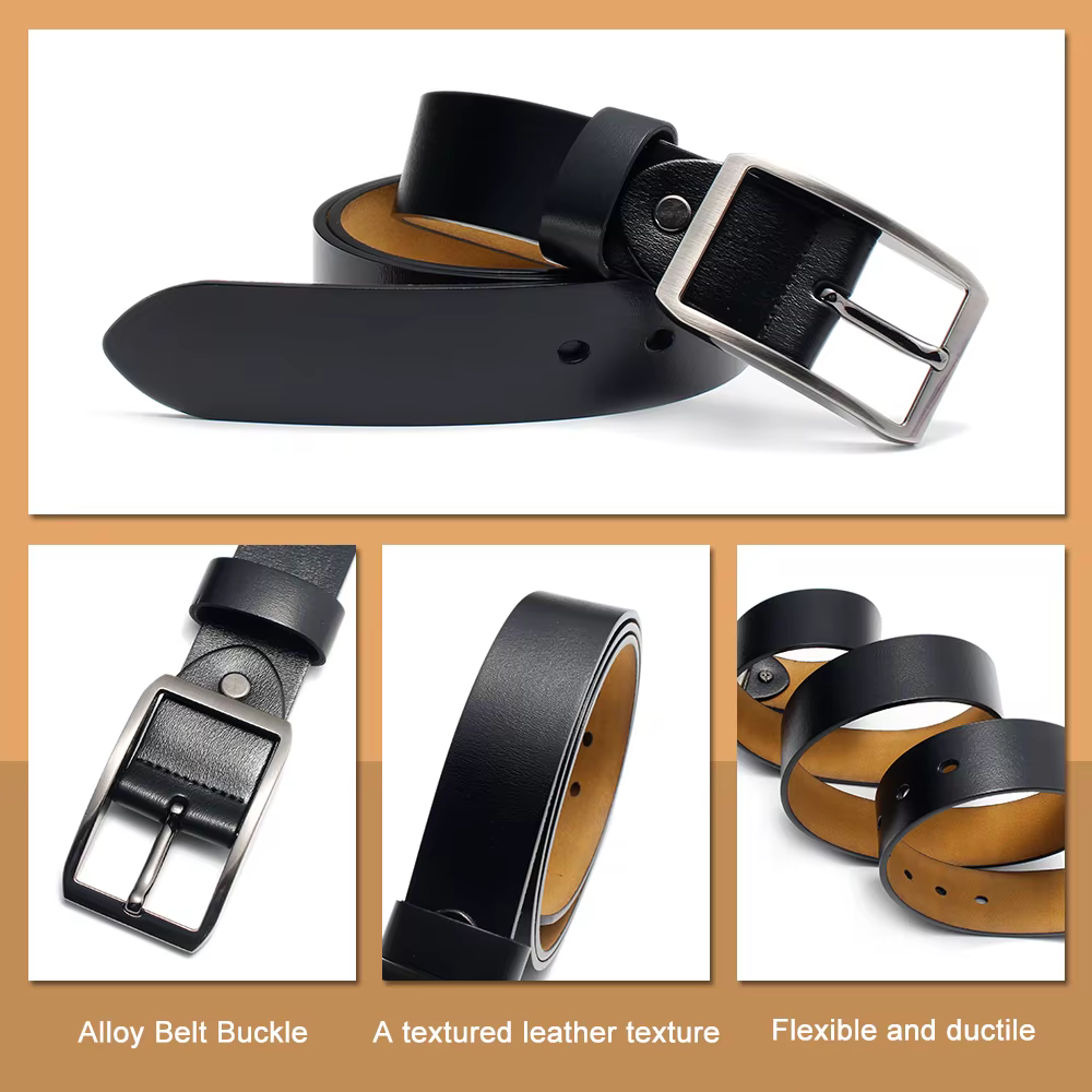 LAMBRUSSO Ceinture en cuir véritable de haute qualité pour hommes
