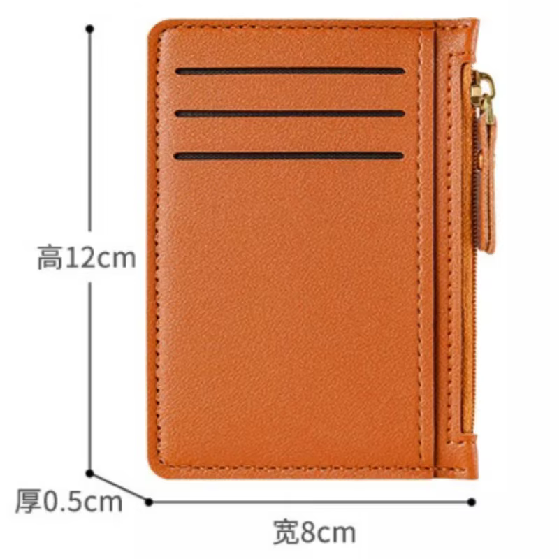 Hommes femmes Mini porte-cartes d'identité affaires porte-carte de crédit en cuir PU mince étui pour cartes bancaires organisateur portefeuille fermeture éclair unisexe