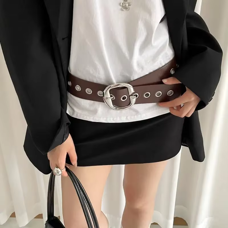 Ceinture large en cuir PU pour femme