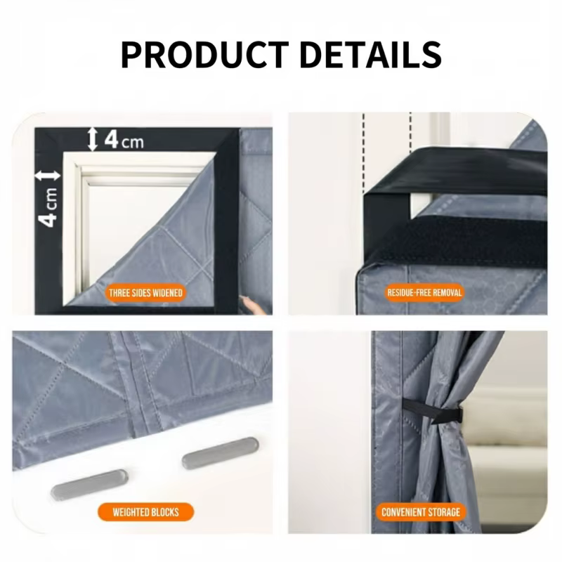 Rideaux de porte chauds et épais en coton auto-absorbant pour la maison, rideaux de séparation d'isolation thermique, rideaux froids d'hiver