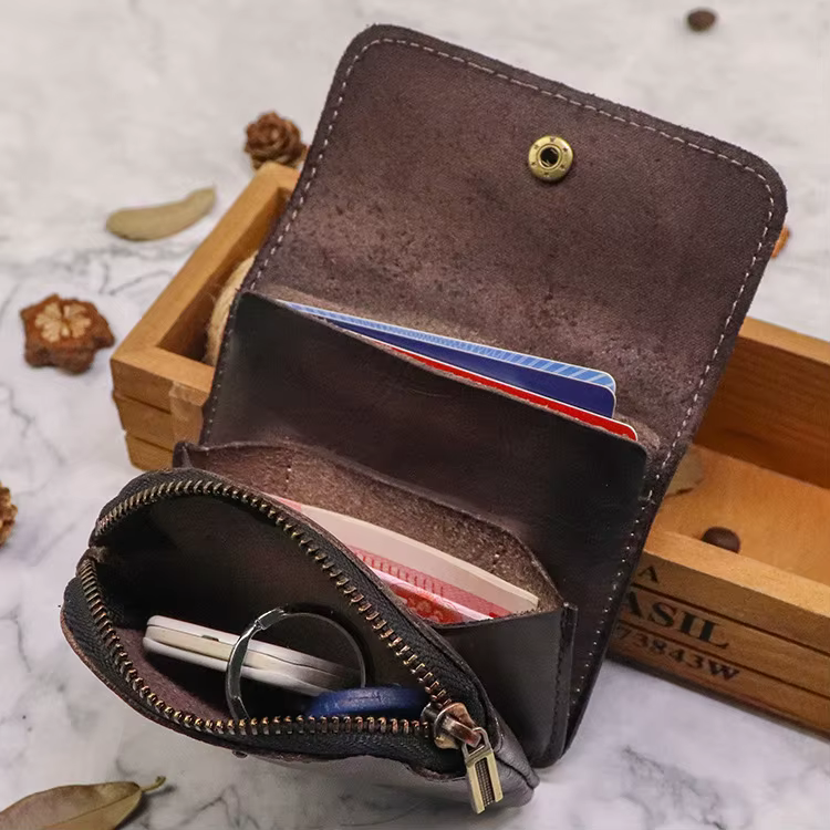 Portefeuille en cuir véritable fait à la main pour hommes et femmes