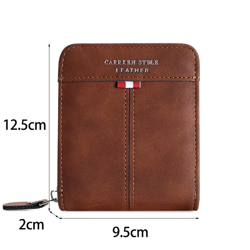 Portefeuille vintage pour hommes – Étui porte-monnaie et porte-cartes à fermeture éclair