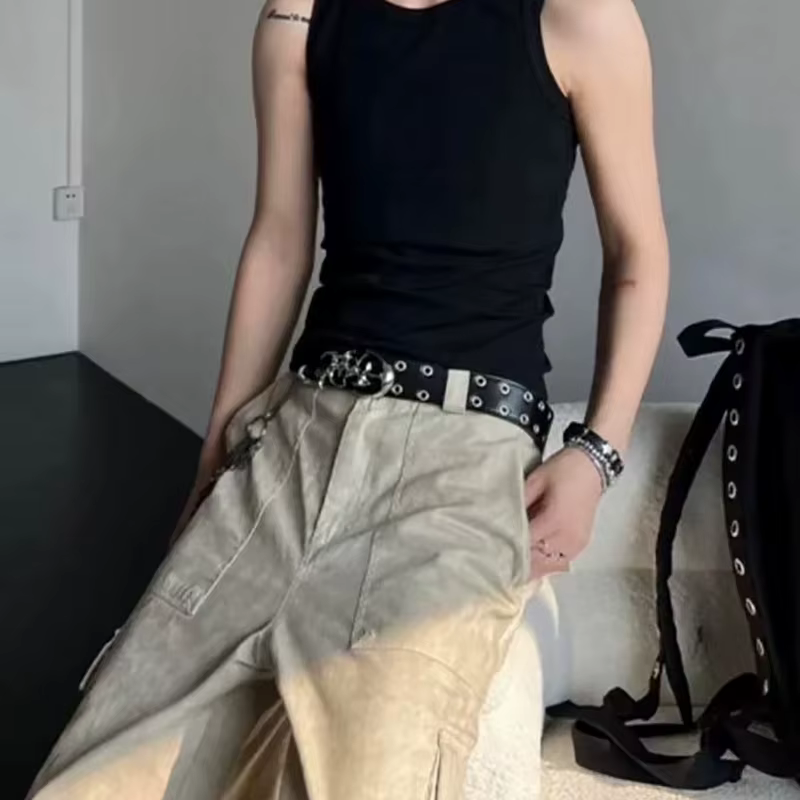 Ceinture Punk en cuir PU ajouré Y2K pour hommes et femmes