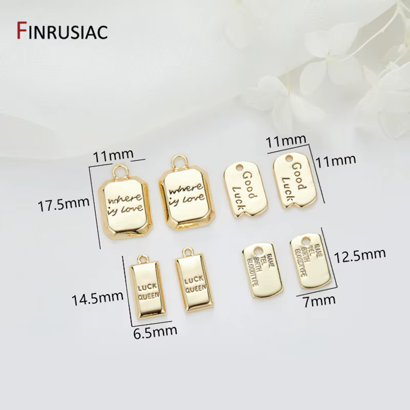 Étiquette porte-bonheur plaquée or 14 carats, pendentif de marque Kpop Hip-Pop, composant de fabrication de bijoux de luxe à la mode