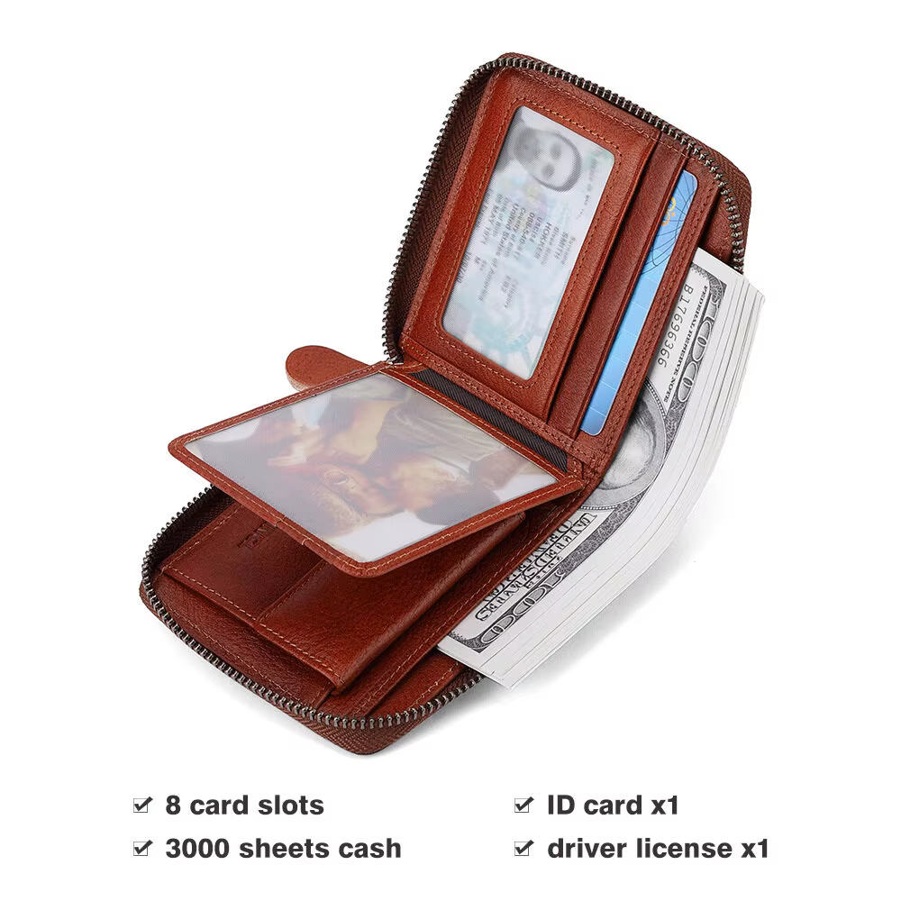 Portefeuille Homme à Zip Intégral en Cuir Italien Antique CHANPINCL – Poche à Monnaie