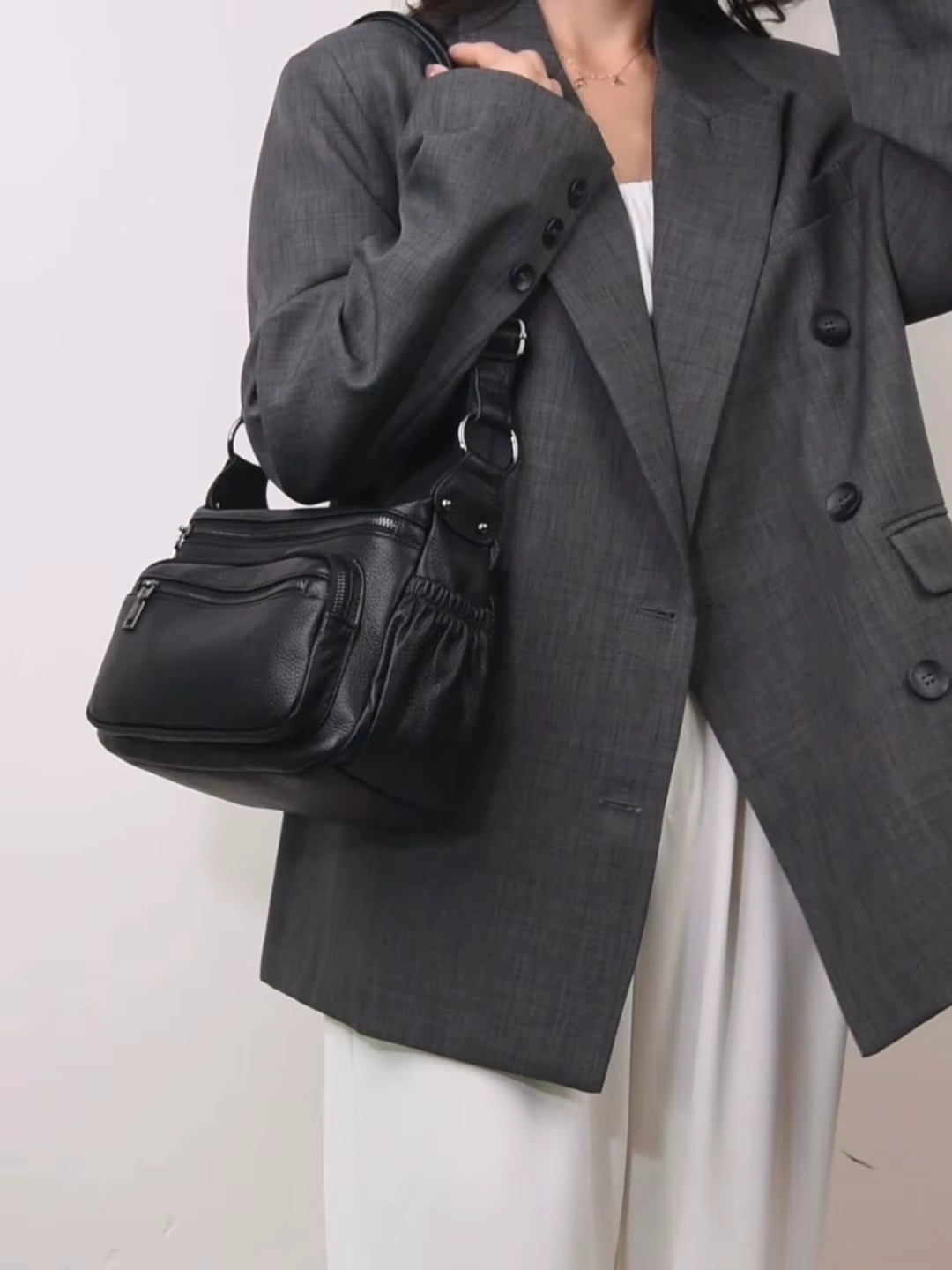 Sac à bandoulière en cuir véritable pour femmes