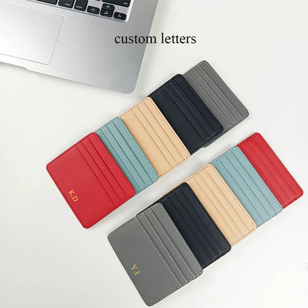 Portefeuille en cuir PU avec initiales personnalisées pour hommes et femmes