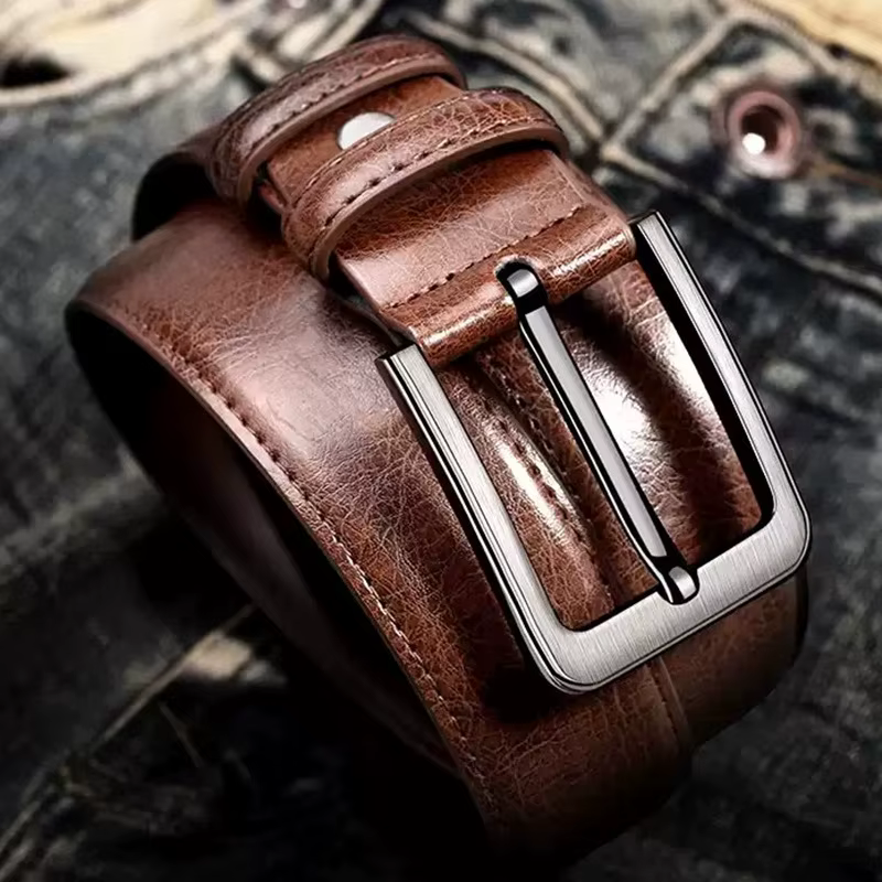 Ceinture pour homme en cuir véritable de haute qualité avec boucle
