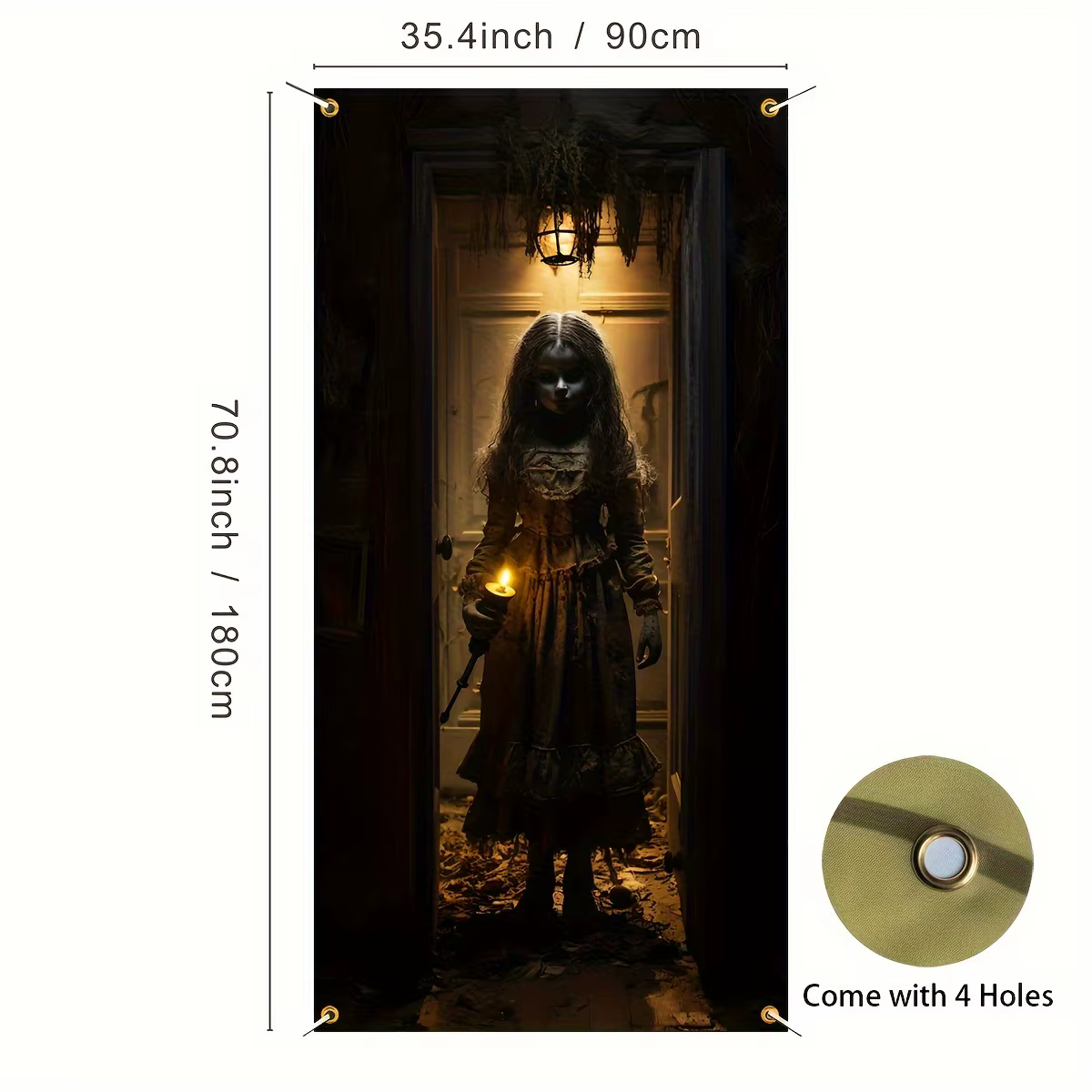 Bannière de porte 2D 1 pièce, bannière de porte de poupée fantôme d'Halloween, petite fille fantôme MeganDJH