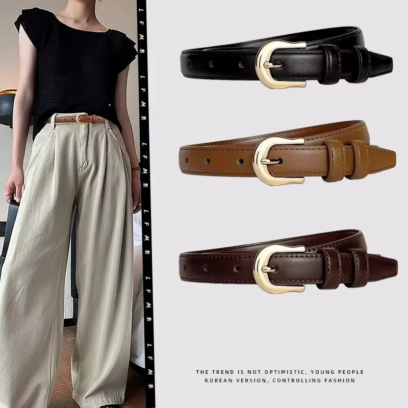 Ceinture d'été marron avec détails raffinés pour pantalon western