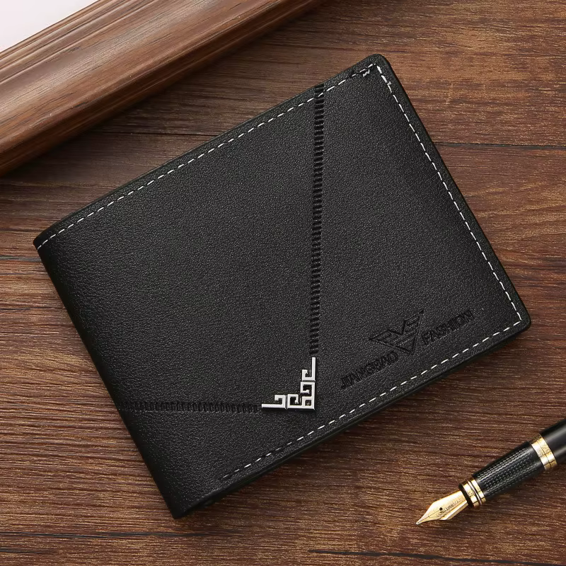 Lychee-Porte-cartes en cuir Bergame pour hommes, porte-monnaie court, porte-monnaie en espèces, porte-monnaie de style professionnel, multi-patchwork