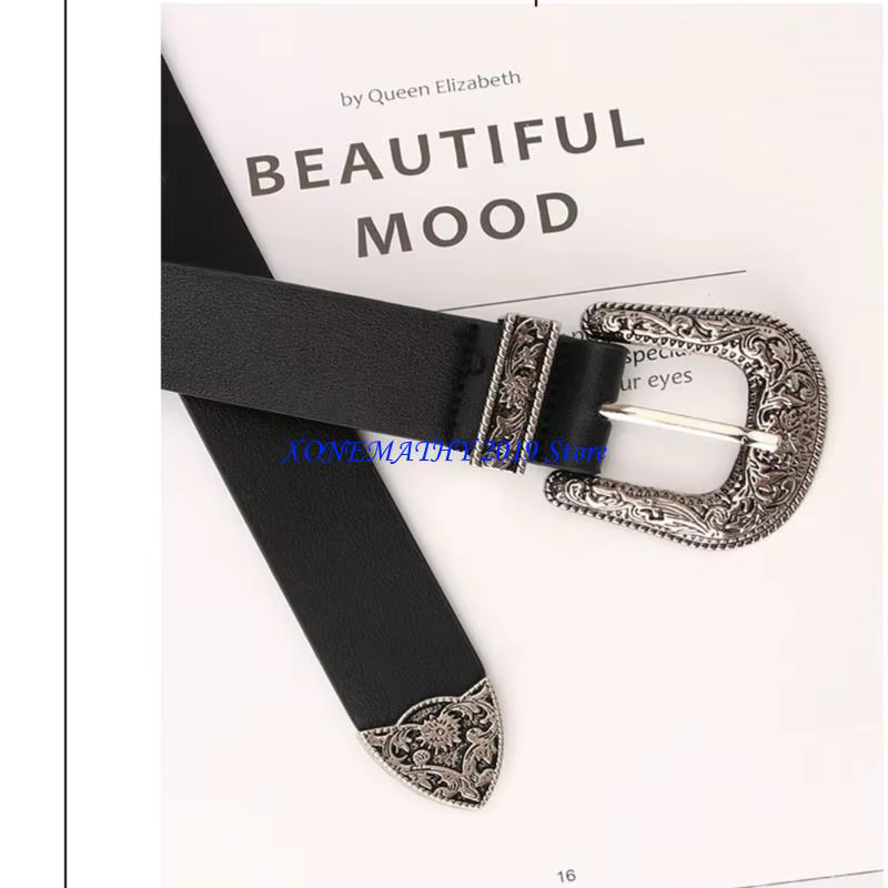 F42F Steampunk mode ceinture femmes ceinture Western Cowgirl boucle ardillon ceinture mince