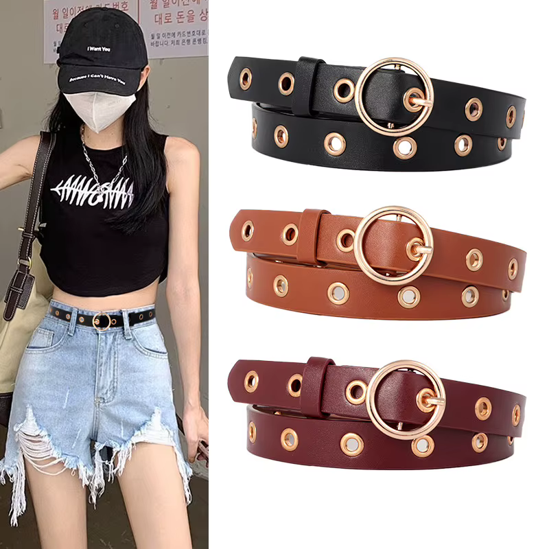 Ceinture noire tendance avec design perforé
