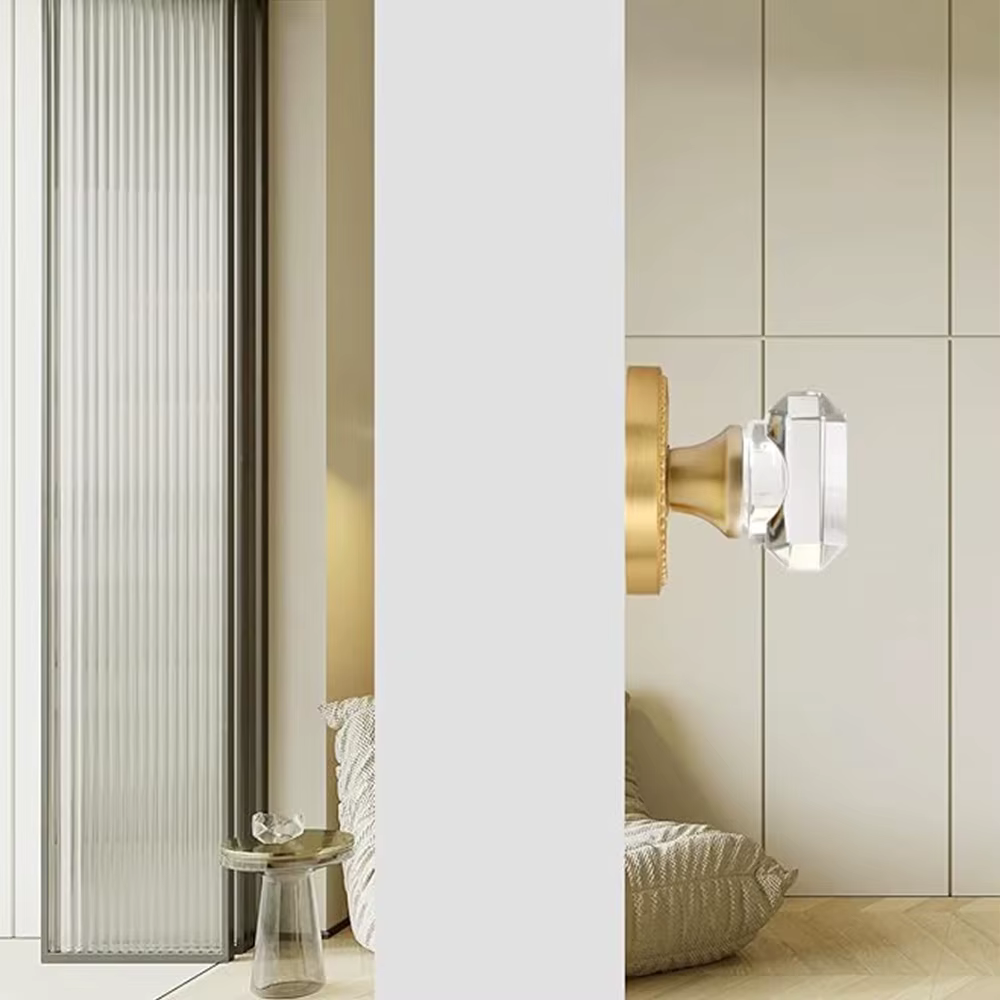 Poignée de porte intérieure, poignée en cristal, sans serrure, sans clé, un ensemble, or bronze argent avec accessoires