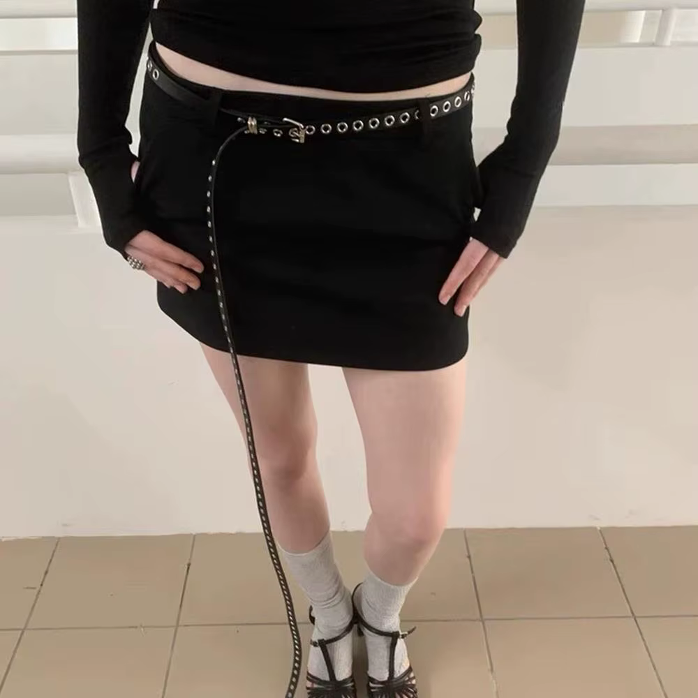 Ceinture de taille en cuir PU avec œillets à rivets