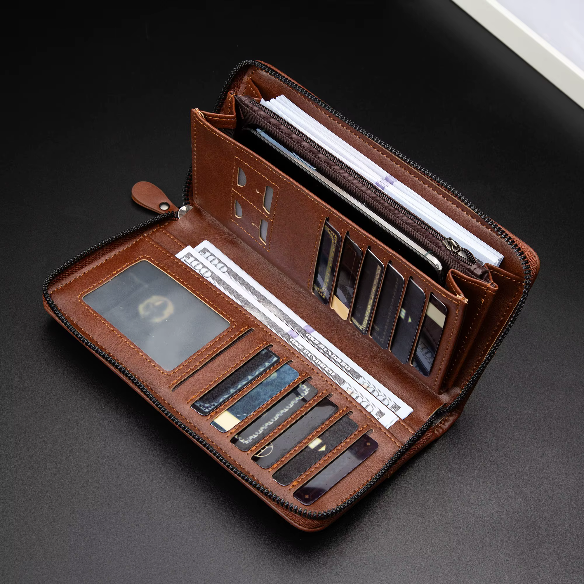 Portefeuille Long à fermeture éclair pour hommes