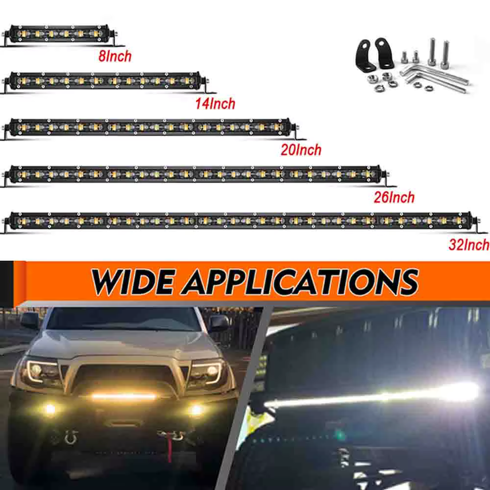 Barre lumineuse LED 6D 8 pouces 14 pouces 20 pouces barre LED tout-terrain pour camion Lada 4x4 SUV ATV Niva blanc jaune conduite automatique LED antibrouillard