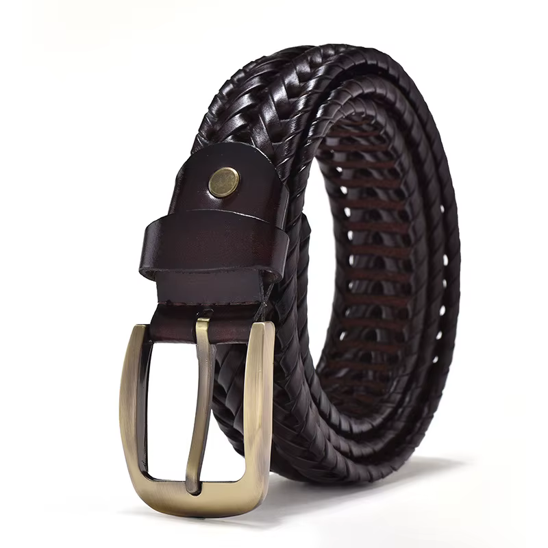 Ceintures tressées en cuir véritable pour hommes