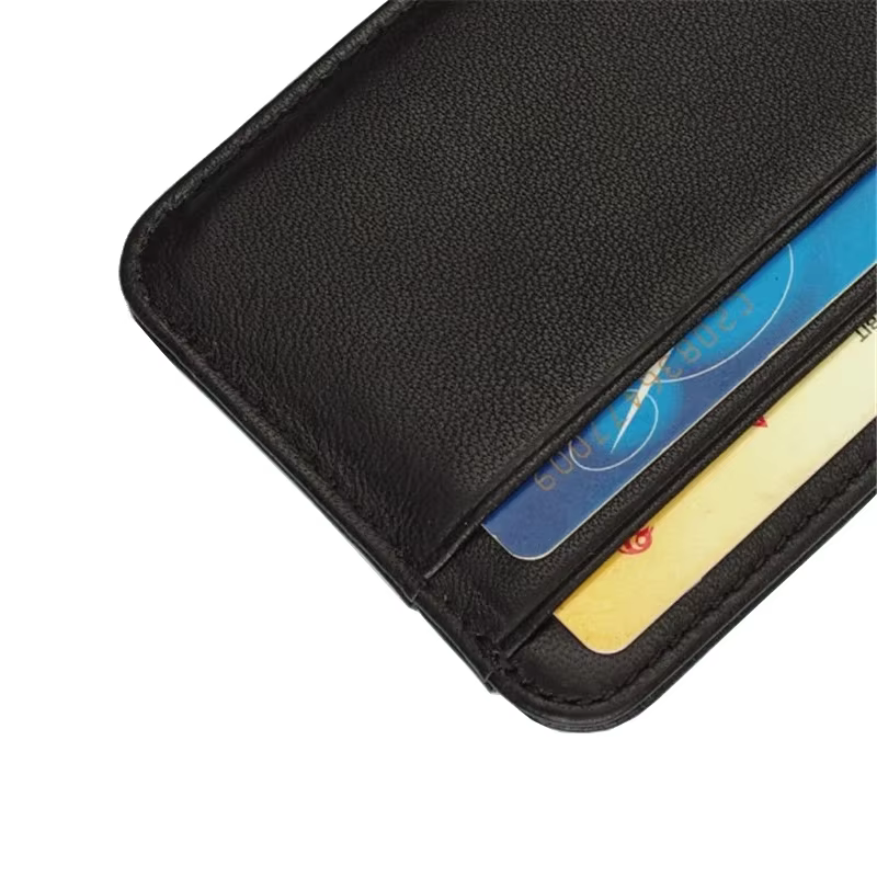 Portefeuille porte-cartes en cuir véritable de peau de mouton pour hommes et femmes