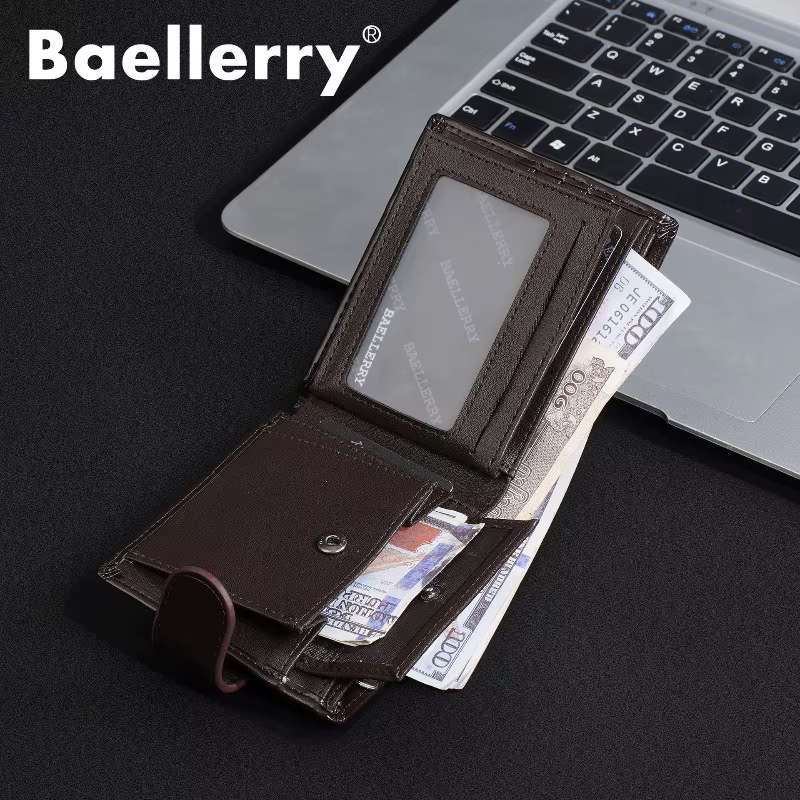 Portefeuille en cuir véritable pour homme Baellerry avec fermeture éclair
