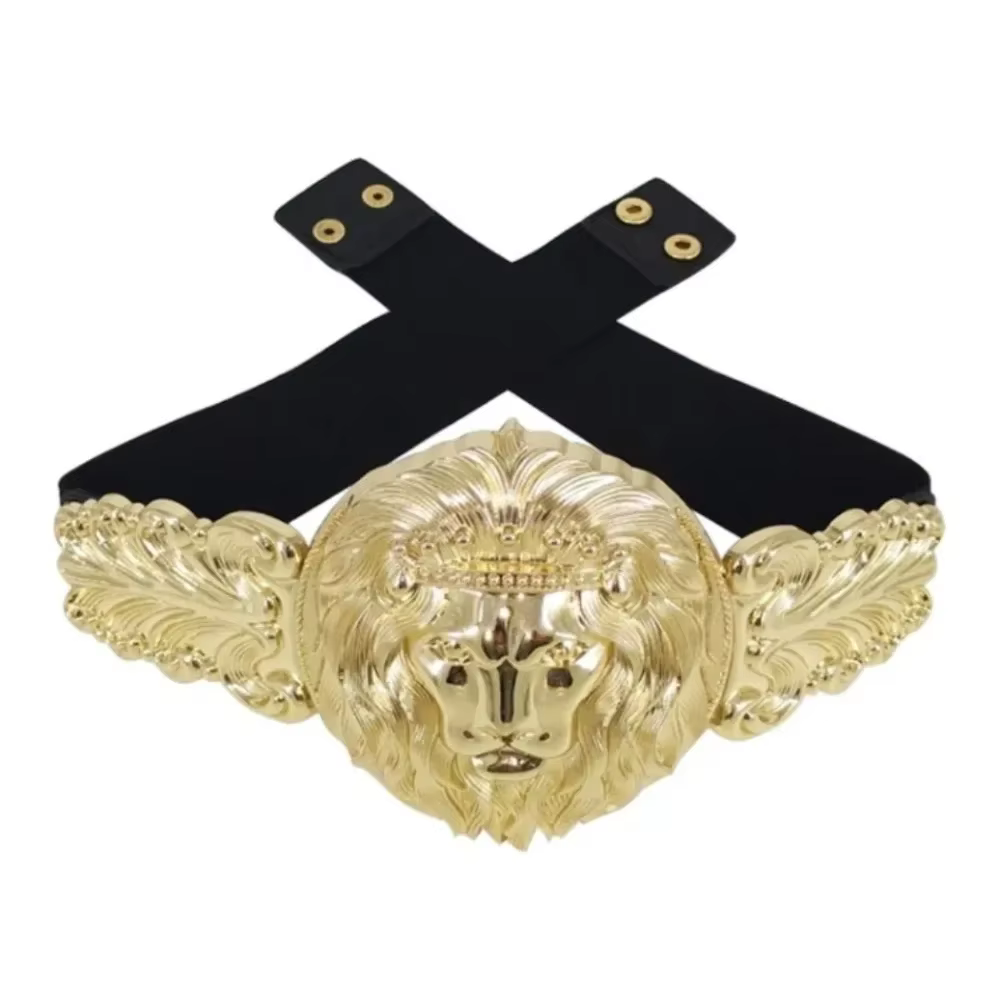 Ceinture large en métal doré pour femme
