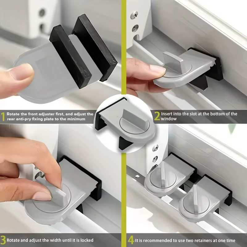 Loquet de sécurité bidirectionnel en alliage d'aluminium pour portes et fenêtres coulissantes, anti-effraction, anti-pincement, protection enfant et animal domestique