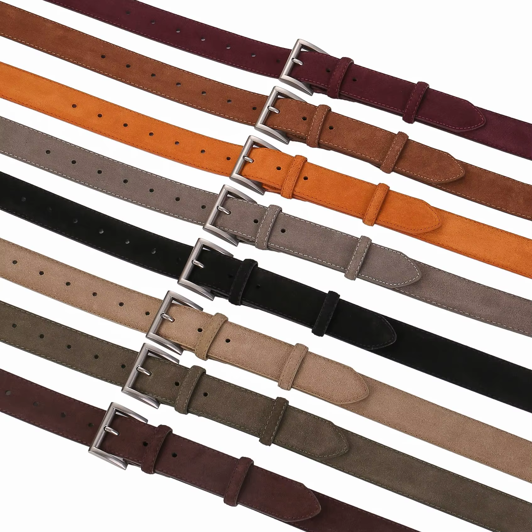 Ceinture en daim élégante pour femmes avec boucle en métal doré