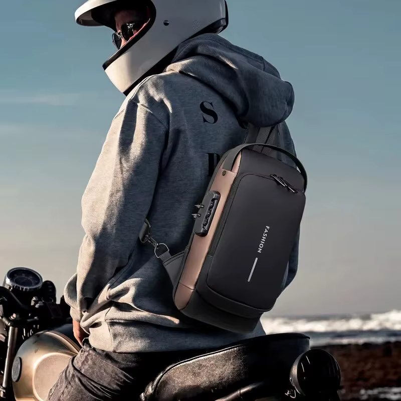 Sac à bandoulière antivol en cuir PU pour homme