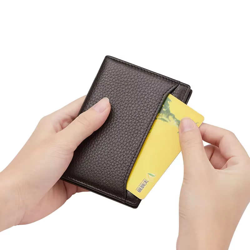 Marque affaires hommes portefeuille en cuir véritable gaufrage
