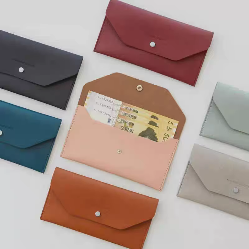 Portefeuille long en cuir PU de couleur unie pour femmes, style coréen minimaliste, pochette multi-cartes, petite bourse à monnaie portable, sac à main quotidien