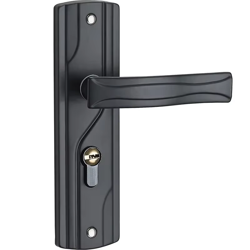 Ensemble de clés de verrouillage de poignée de porte noire, ensemble de chambre à coucher, roulement silencieux, grand bouton noir en acier au manganèse universel pour le salon