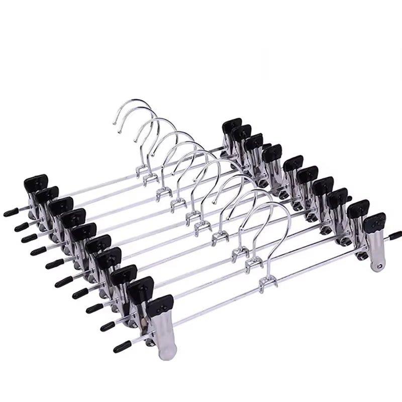 10/20Pcs Pants Hangers with Clips Adjustable SkirtHangers for Women Non-Slip Trousers Hanger for Jeans Clothes Hangers for Pants