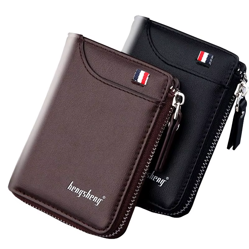 Portefeuille court en cuir PU pour hommes