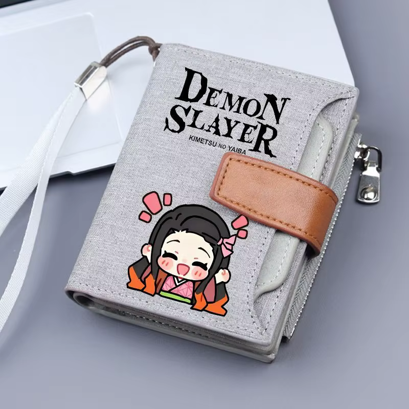 Demon Slayer Kawaii – sac à cartes portable de grande capacité, accessoire d'anime, Tanjiro Yadouzi, porte-monnaie mignon pour étudiant, cadeau