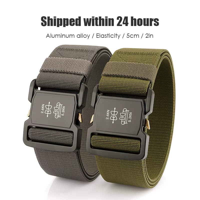 VATLTY 5cm / 2in Ceinture élastique pour hommes Boucle en aluminium