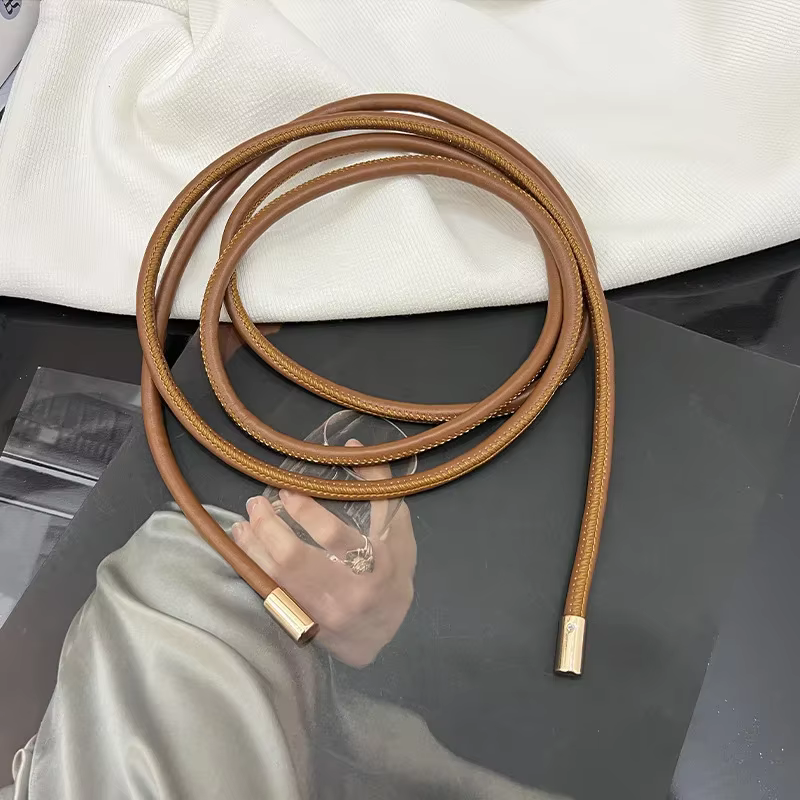 Ceinture ronde en cuir ornée d'un nœud polyvalent pour femme