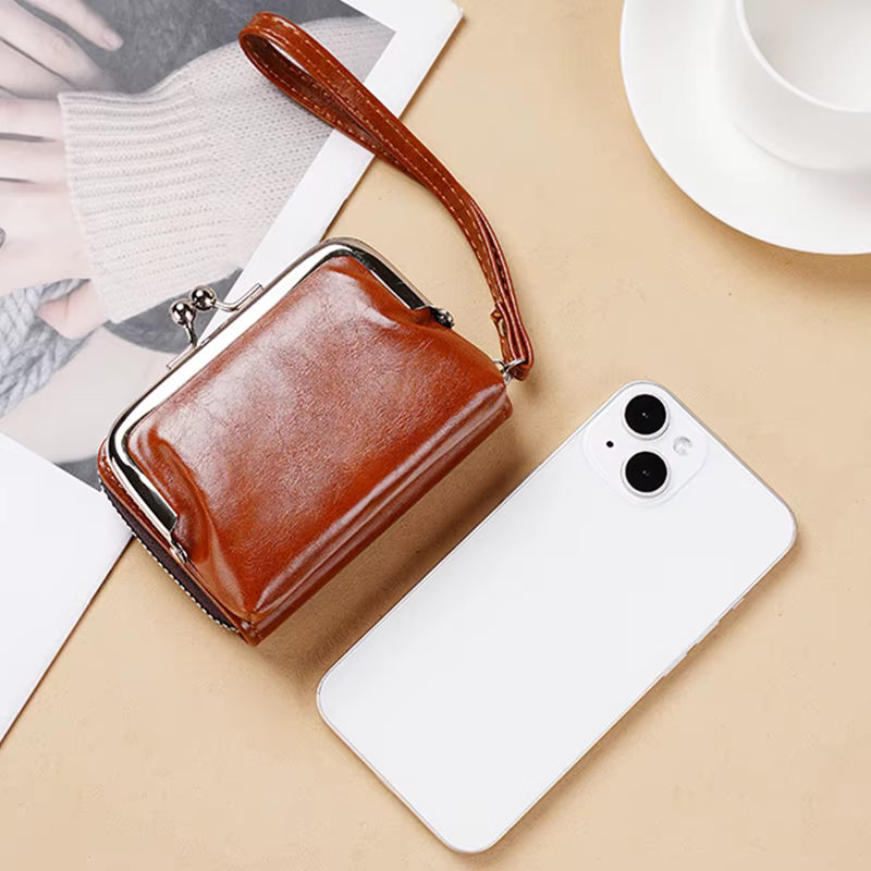 Petit portefeuille compact en cuir PU pour femme